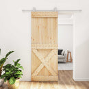 vidaXL Csúszó ajtó Természetes és Fehér 80 x 210 cm Szilárd Fenyőfa