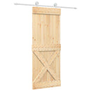 vidaXL Csúszó ajtó Természetes és Fehér 80 x 210 cm Szilárd Fenyőfa