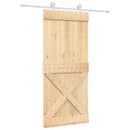 vidaXL Csúszó ajtó Természetes és Fehér 90 x 210 cm Szilárd Fenyőfa