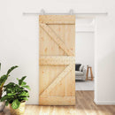 vidaXL Csúszó ajtó Természetes és Fehér 85 x 210 cm Szilárd Fenyőfa