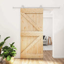 vidaXL Csúszó ajtó Természetes és Fehér 95 x 210 cm Szilárd Fenyőfa