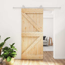 vidaXL Csúszó ajtó Természetes és Fehér 90 x 210 cm Tömör Fenyőfa