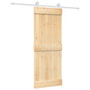 vidaXL Csúszó ajtó Természetes és Fehér 80 x 210 cm Szilárd Fenyőfa