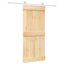 vidaXL Csúszó ajtó Természetes és Fehér 90 x 210 cm Szilárd Fenyőfa