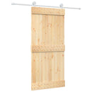 vidaXL Csúszó ajtó Természetes és Fehér 95 x 210 cm Szilárd Fenyőfa