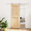 vidaXL Csúszó ajtó Természetes és Fehér 80 x 210 cm Szilárd Fenyőfa