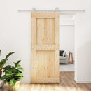 vidaXL Csúszó ajtó Természetes és Fehér 85 x 210 cm Szilárd Fenyőfa