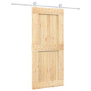 vidaXL Csúszó ajtó Természetes és Fehér 90 x 210 cm Szilárd Fenyőfa