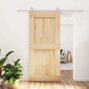vidaXL Csúszó ajtó Természetes és Fehér 95 x 210 cm Szilárd Fenyőfa