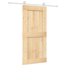 vidaXL Csúszó ajtó Természetes és Fehér 95 x 210 cm Szilárd Fenyőfa