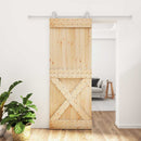 vidaXL Csúszó ajtó Természetes és Fehér 80 x 210 cm Szilárd Fenyőfa