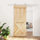 vidaXL Csúszó ajtó Természetes és Fehér 85 x 210 cm Szilárd Fenyőfa