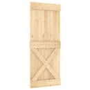 vidaXL Csúszó ajtó Természetes és Fehér 85 x 210 cm Szilárd Fenyőfa