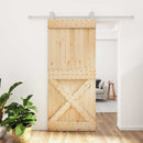 vidaXL Csúszó ajtó Természetes és Fehér 90 x 210 cm Szilárd Fenyőfa