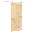 vidaXL Csúszó ajtó Természetes és Fehér 90 x 210 cm Szilárd Fenyőfa