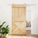 vidaXL Csúszó ajtó Természetes és Fehér 100 x 210 cm Szilárd Fenyőfa