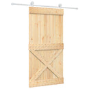 vidaXL Csúszó ajtó Természetes és Fehér 100 x 210 cm Szilárd Fenyőfa