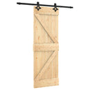 vidaXL Csúszó ajtó Természetes és Fekete 70 x 210 cm Szilárd Fenyőfa