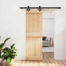 vidaXL Csúszó ajtó Természetes és Fekete 70 x 210 cm Szilárd Fenyőfa