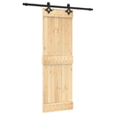 vidaXL Csúszó ajtó Természetes és Fekete 70 x 210 cm Szilárd Fenyőfa