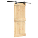 vidaXL Csúszó ajtó 80 x 210 cm Szilárd Fenyőfa (Nem Kezelt)