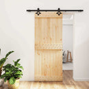 vidaXL Csúszó ajtó Természetes és Fekete 85 x 210 cm Szilárd Fenyőfa