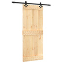 vidaXL Csúszó ajtó Természetes és Fekete 85 x 210 cm Szilárd Fenyőfa