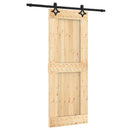 vidaXL Csúszó ajtó Természetes és Fekete 80 x 210 cm Szilárd Fenyőfa