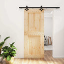 vidaXL Csúszó ajtó Természetes és Fekete 85 x 210 cm Szilárd Fenyőfa