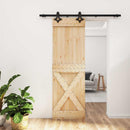 vidaXL Csúszó ajtó Természetes és Fekete 70 x 210 cm Szilárd Fenyőfa