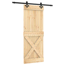 vidaXL Csúszó ajtó Természetes és Fekete 80 x 210 cm Szilárd Fenyőfa