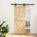 vidaXL Csúszó ajtó Természetes és Fekete 85 x 210 cm Szilárd Fenyőfa