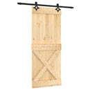 vidaXL Csúszó ajtó Természetes és Fekete 85 x 210 cm Szilárd Fenyőfa