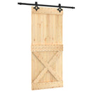 vidaXL Csúszó ajtó Természetes és Fekete 90 x 210 cm Szilárd Fenyőfa