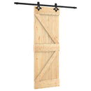 vidaXL Csúszó ajtó Természetes és Fekete 70 x 210 cm Szilárd Fenyőfa
