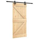 vidaXL Csúszó ajtó Természetes és Fekete 95 x 210 cm Szilárd Fenyőfa