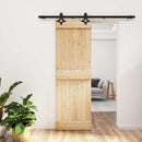 vidaXL Csúszó ajtó Természetes és Fekete 70 x 210 cm Szilárd Fenyőfa