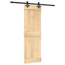 vidaXL Csúszó ajtó Természetes és Fekete 70 x 210 cm Szilárd Fenyőfa