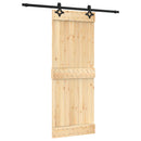 vidaXL Csúszó ajtó Természetes és Fekete 80 x 210 cm Szilárd Fenyőfa