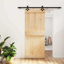 vidaXL Csúszó ajtó Természetes és Fekete 85 x 210 cm Szilárd Fenyőfa