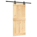 vidaXL Csúszó ajtó Természetes és Fekete 90 x 210 cm Szilárd Fenyőfa