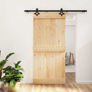 vidaXL Csúszó ajtó Természetes és Fekete 95 x 210 cm Szilárd Fenyőfa
