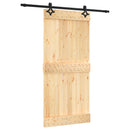 vidaXL Csúszó ajtó Természetes és Fekete 95 x 210 cm Szilárd Fenyőfa