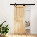 vidaXL Csúszó ajtó Természetes és Fekete 85 x 210 cm Szilárd Fenyőfa