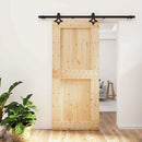 vidaXL Csúszó ajtó Természetes és Fekete 90 x 210 cm Szilárd Fenyőfa