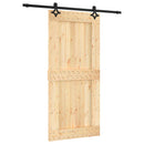 vidaXL Csúszó ajtó Természetes és Fekete 95 x 210 cm Szilárd Fenyőfa