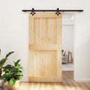 vidaXL Csúszó ajtó Természetes és Fekete 100 x 210 cm Szilárd Fenyőfa