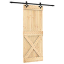 vidaXL Csúszó ajtó Természetes és Fekete 80 x 210 cm Szilárd Fenyőfa