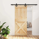 vidaXL Csúszó ajtó Természetes és Fekete 85 x 210 cm Szilárd Fenyőfa