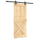 vidaXL Csúszó ajtó Természetes és Fekete 85 x 210 cm Szilárd Fenyőfa
